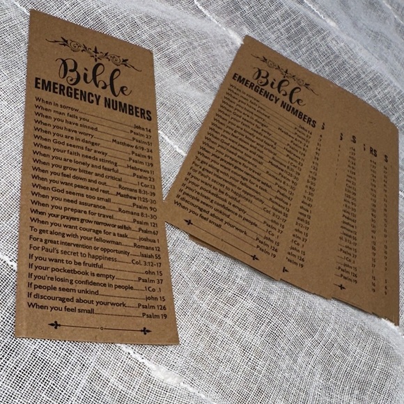 Bible Emergency Numbers Bookmark Bible Page Marker Qty 25 Brown Card Stock NWOT - Picture 5 of 6